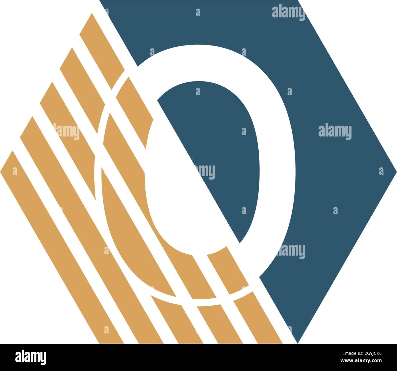 Letter O behind the hexagon with strip design vector Stock Vector
