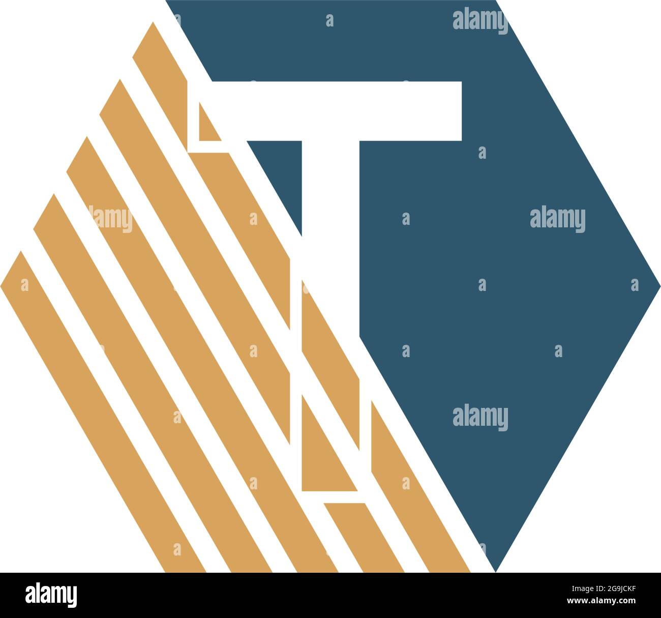Letter T behind the hexagon with strip design vector Stock Vector Image ...