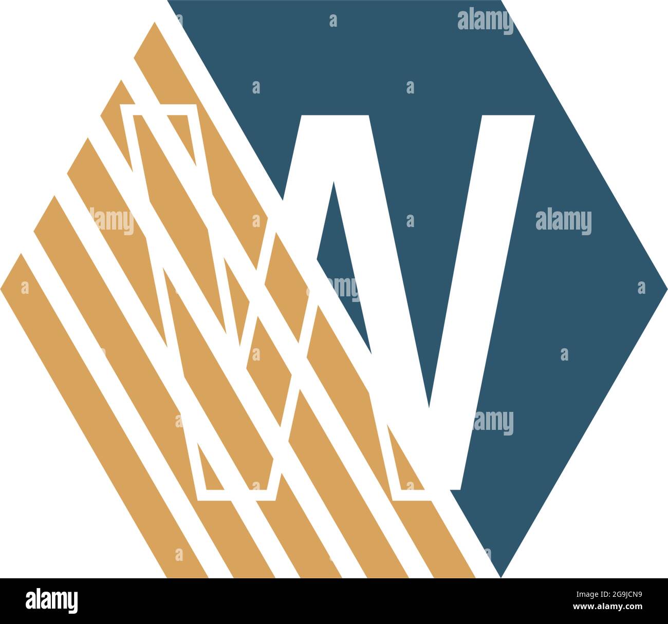 Letter W behind the hexagon with strip design vector Stock Vector