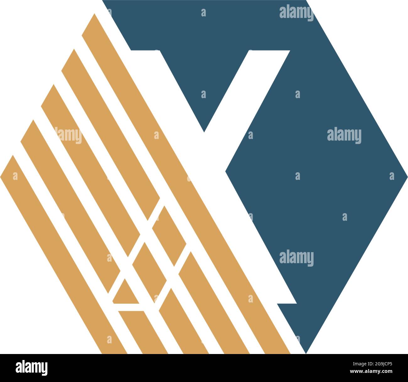 Letter X behind the hexagon with strip design vector Stock Vector