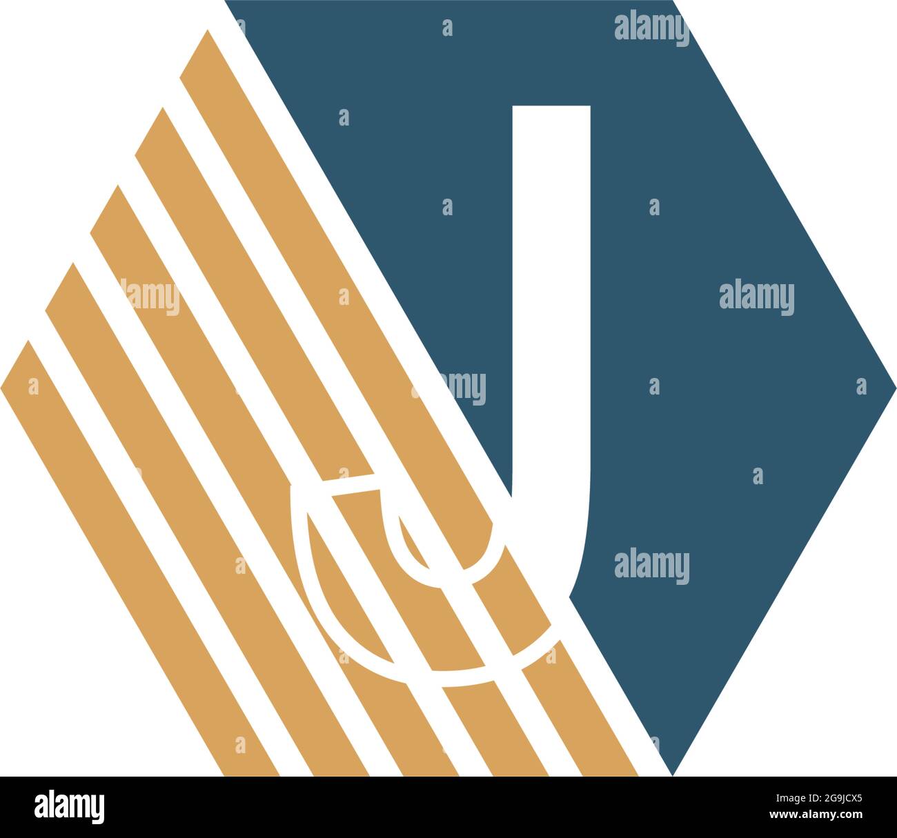 Letter J behind the hexagon with strip design vector Stock Vector