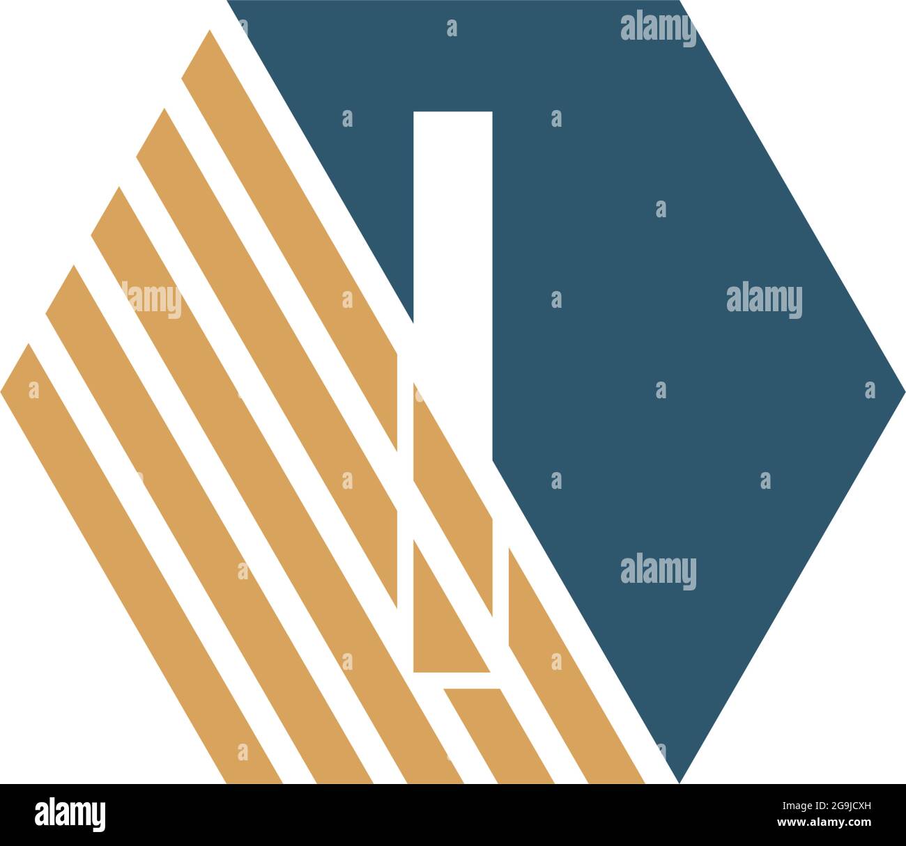 Letter I behind the hexagon with strip design vector Stock Vector
