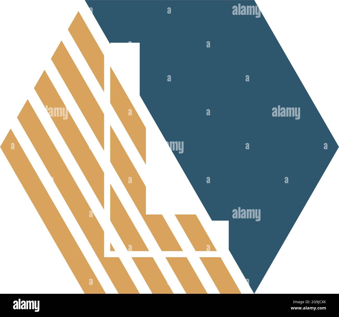 Letter L behind the hexagon with strip design vector Stock Vector