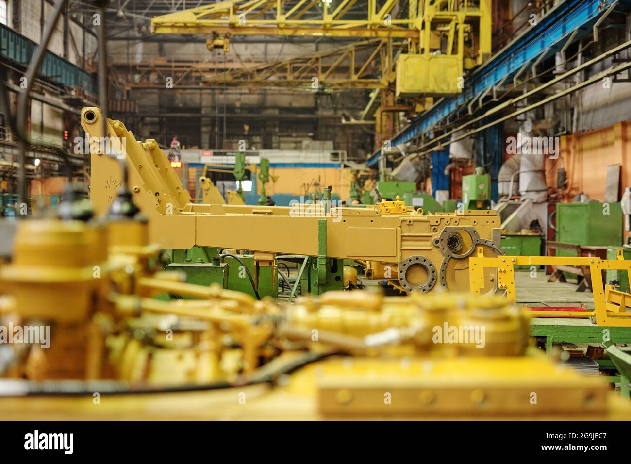 Close-up of detail of machine equipment in machinery factory Stock Photo