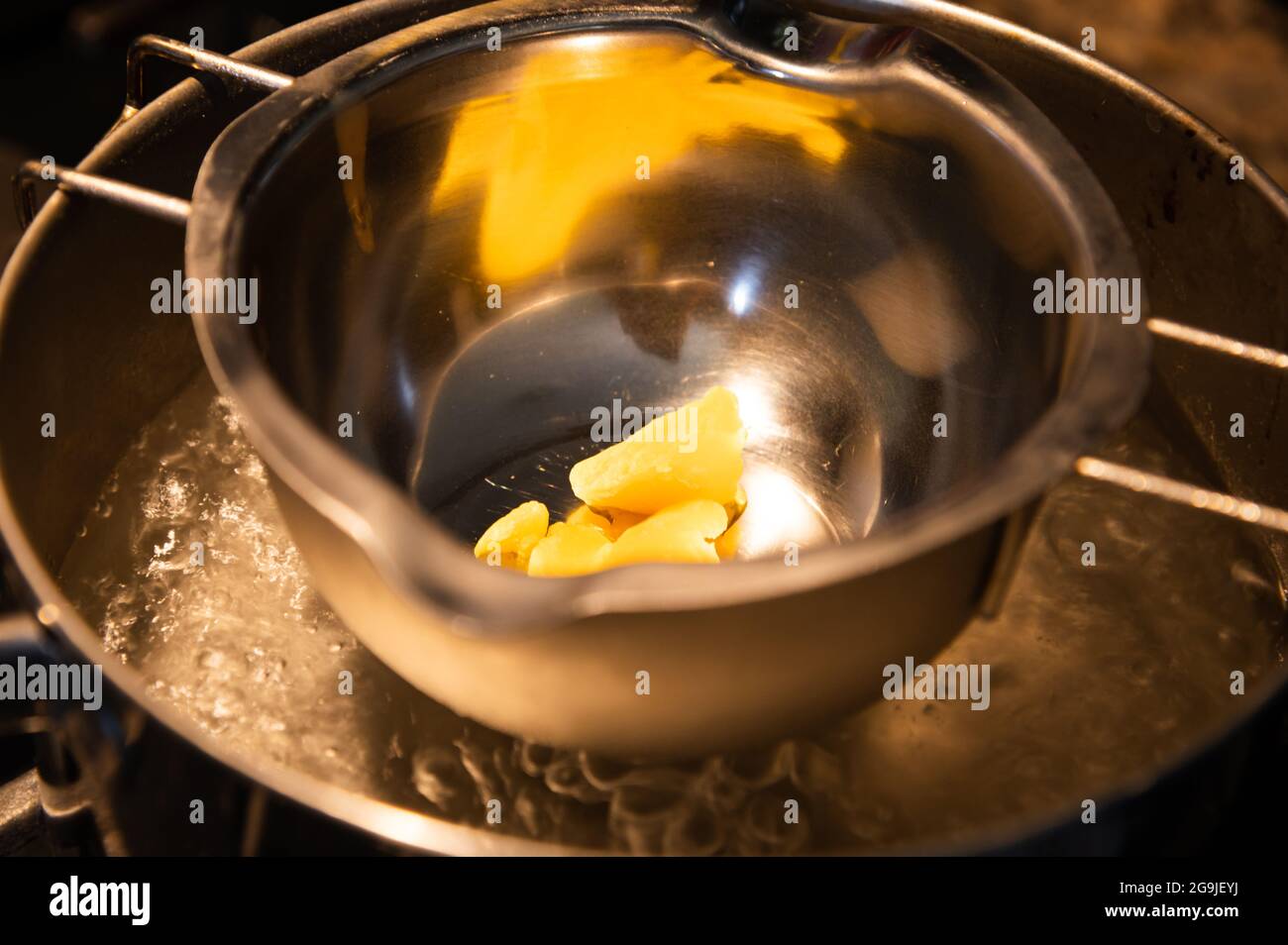 Melting in a Double Boiler Stock Photo