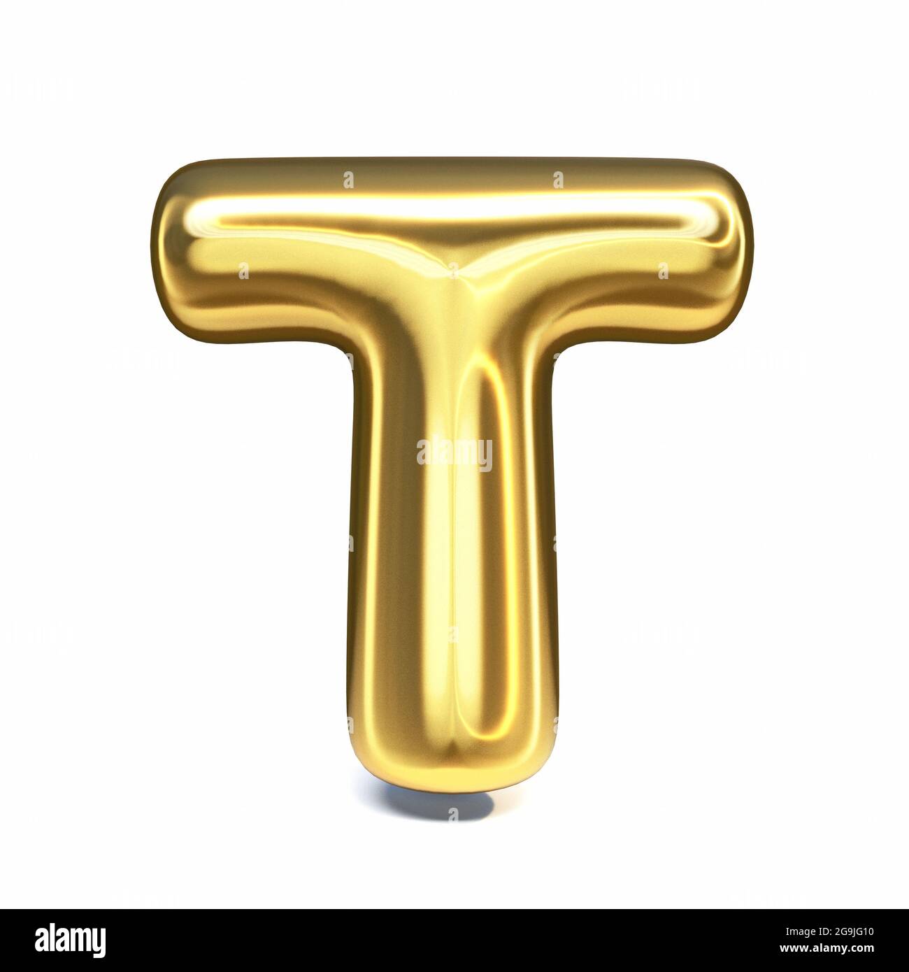 Golden font Letter T 3D rendering illustration isolated on white ...