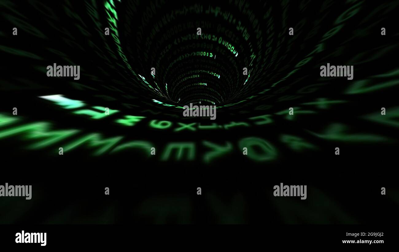 Driving through the binary data tunnel Stock Photo