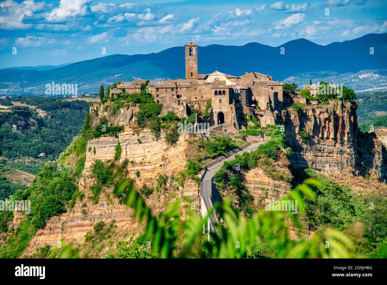 Civita di Bagnoregio, Italy. Summer aerial view of beautiful medieval