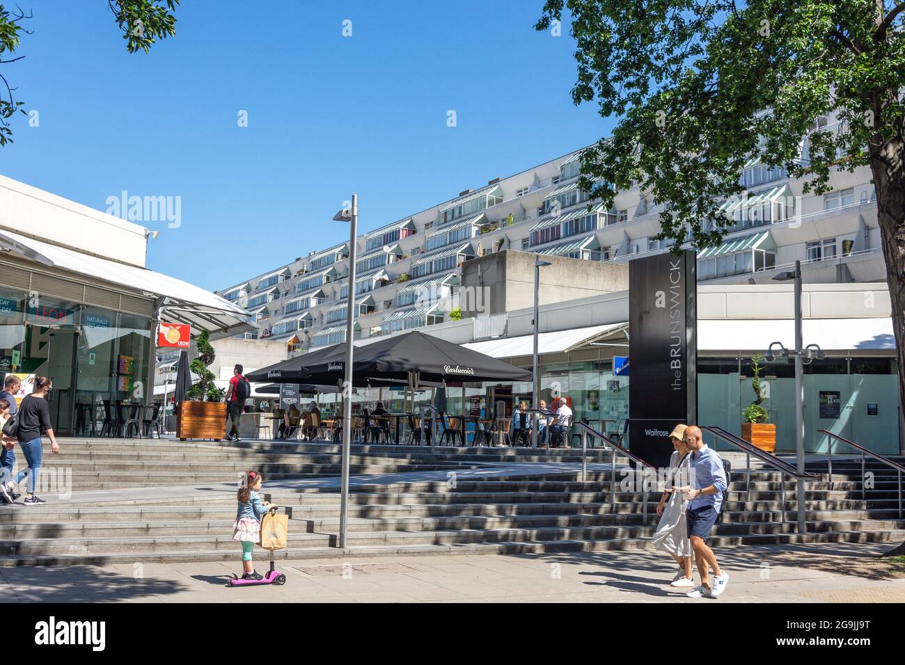 The Brunswick Centre retail and apartment complex, Marchmont Street, Bloomsbury, London Borough of Camden, Greater London, England, United Kingdom Stock Photo