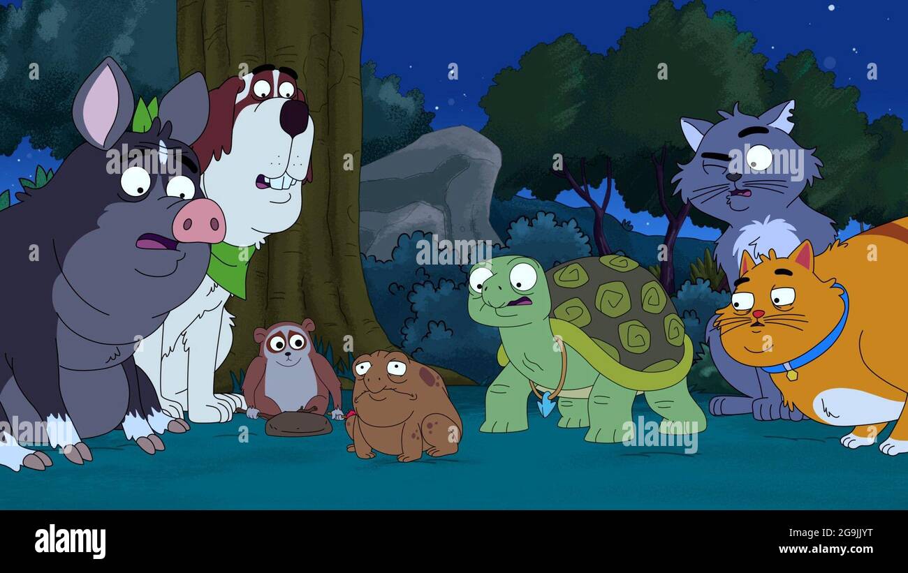 HOUSEBROKEN, from left: Max (voice: Tony Hale), Nibbles (voice: Bresha  Webb), Honey (voice: Lisa Kudrow), Elsa (voice: Clea Duvall), Tabitha  (voice: Sharon Horgan), Shel (voice: Will Forte), Who's a Scaredy Cat?, ( Season