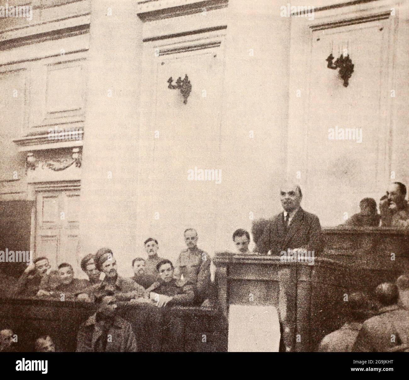 Vladimir Lenin's speech at the Tauride Palace on April 4, 1917. Stock Photo