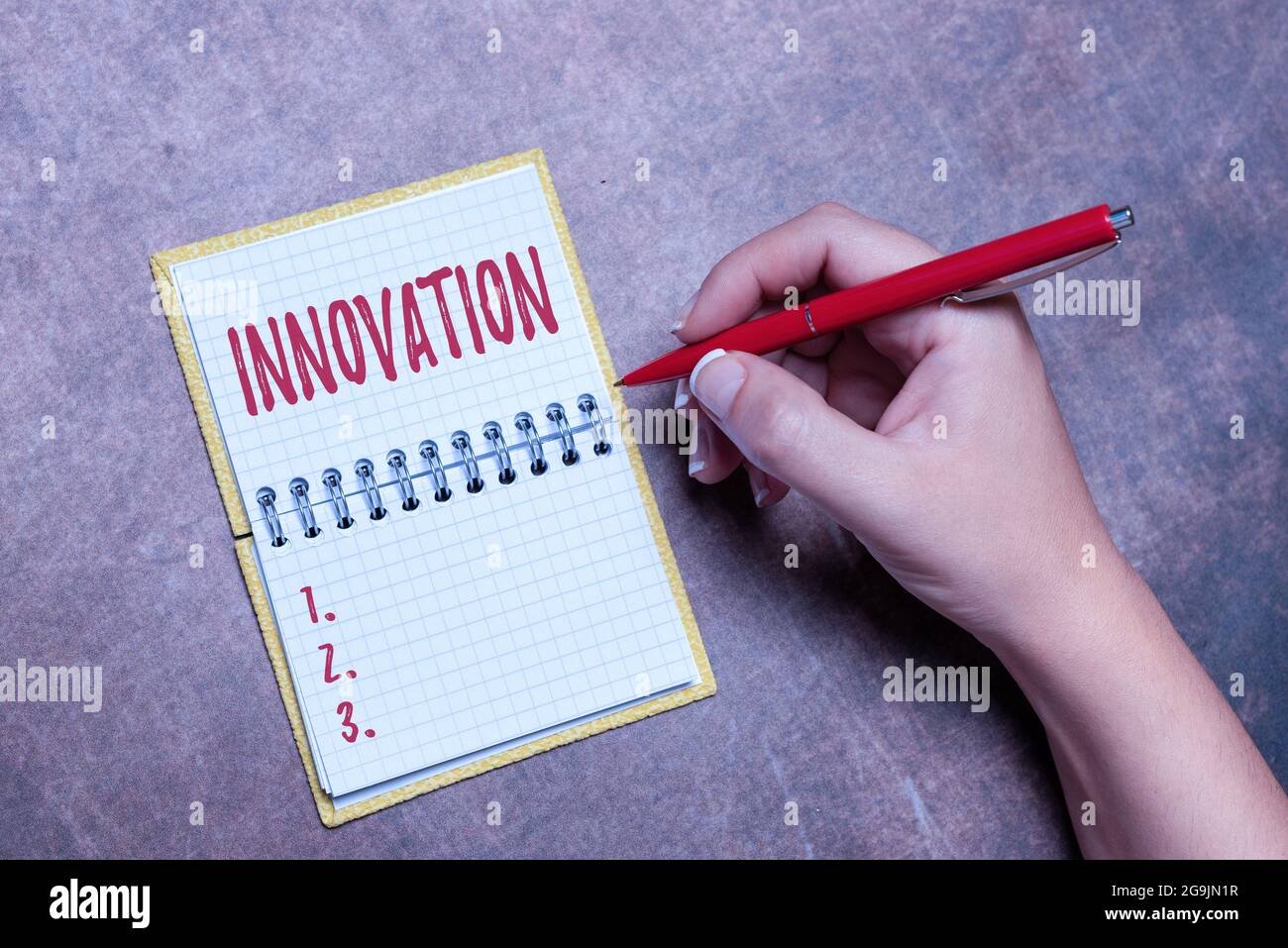 Hand writing sign Innovation. Word for new idea creative ideas fresh