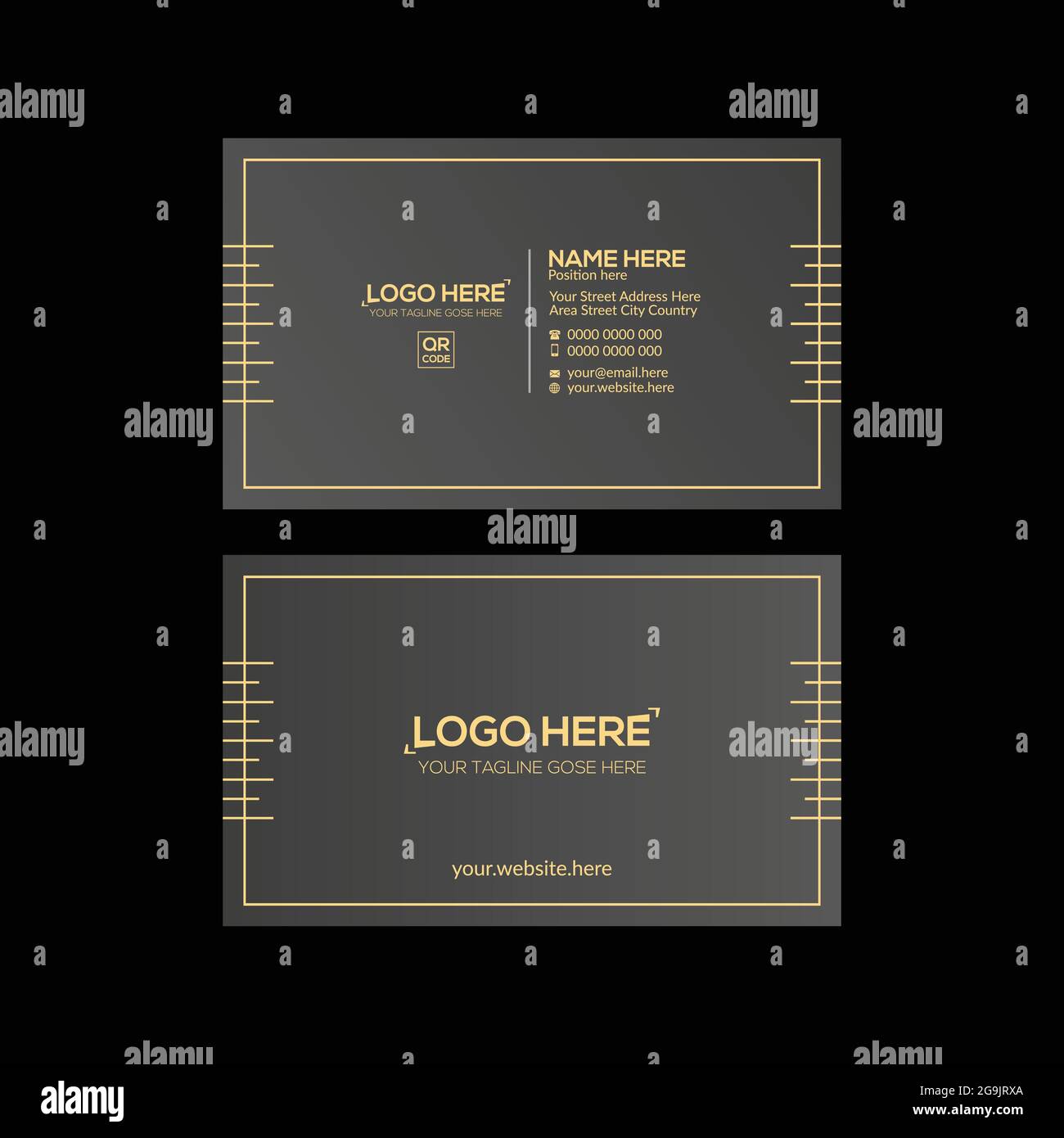golden and black colored vector business card design Stock Vector Image ...