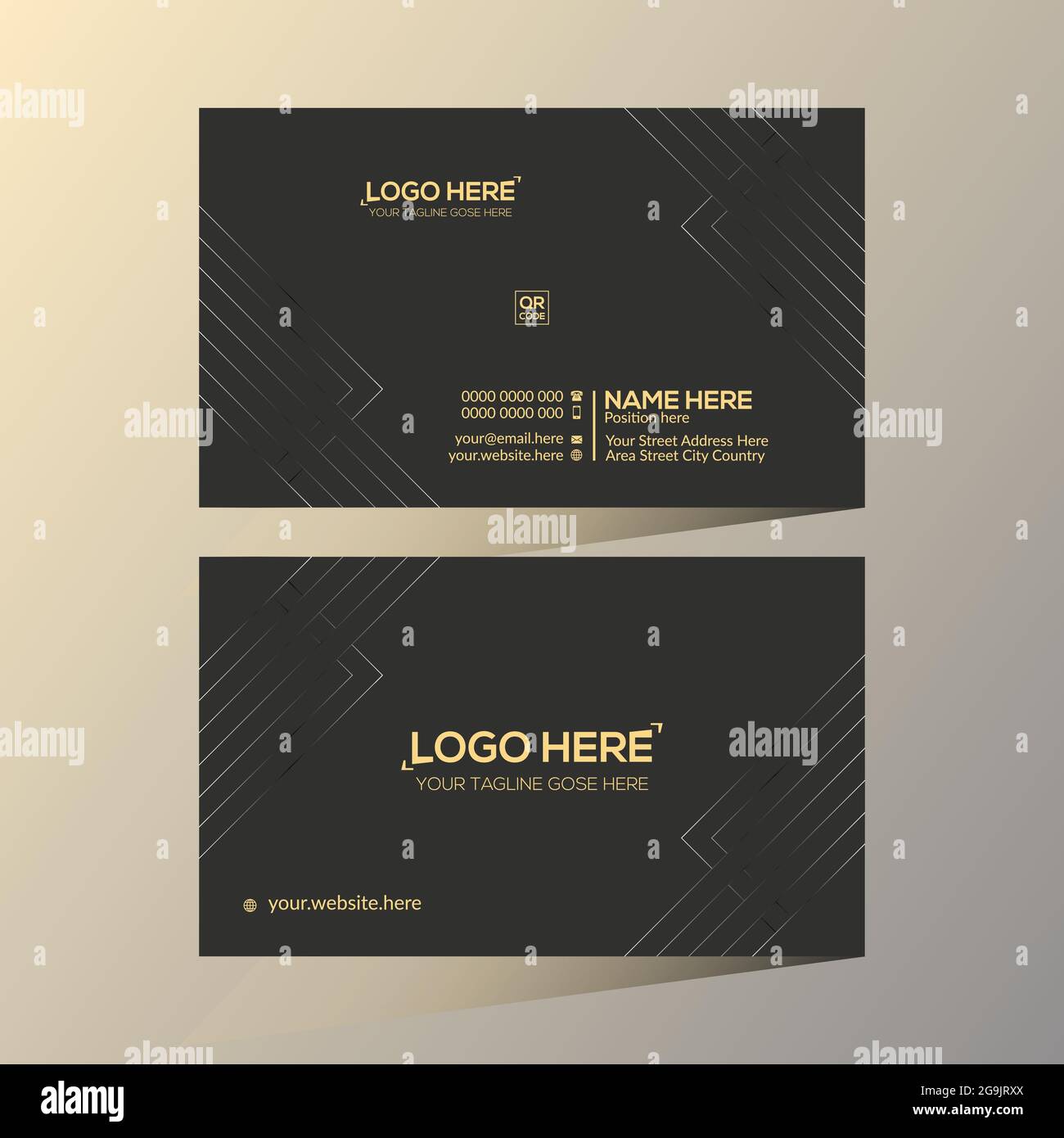 golden and black colored vector business card design Stock Vector Image ...