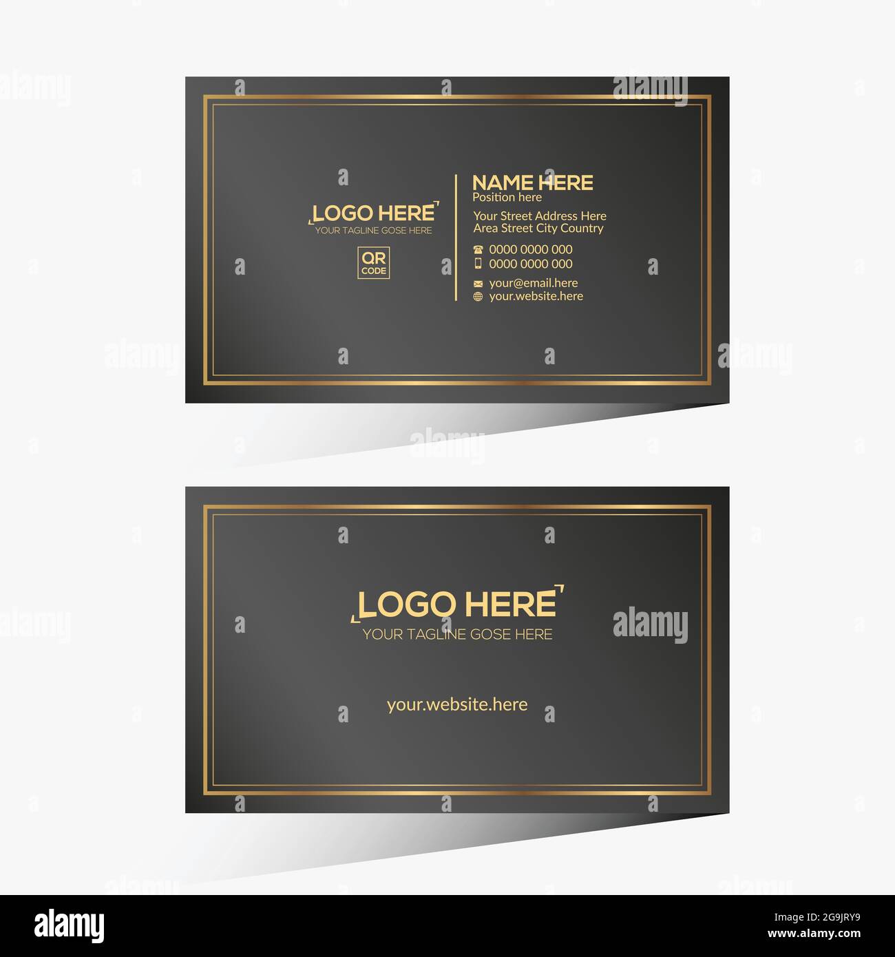golden and black colored vector business card design Stock Vector Image ...