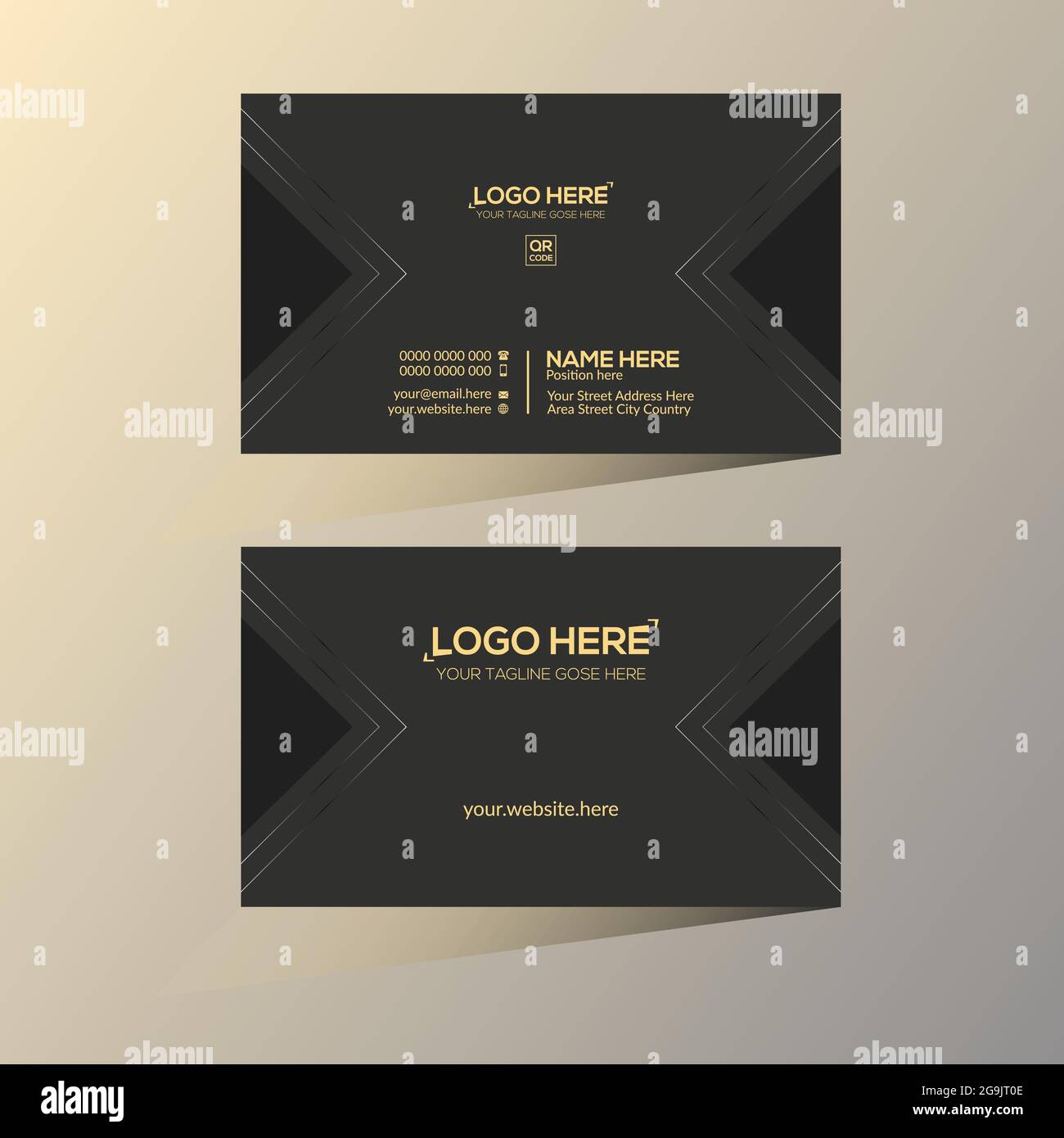 golden and black colored vector business card design Stock Vector Image ...