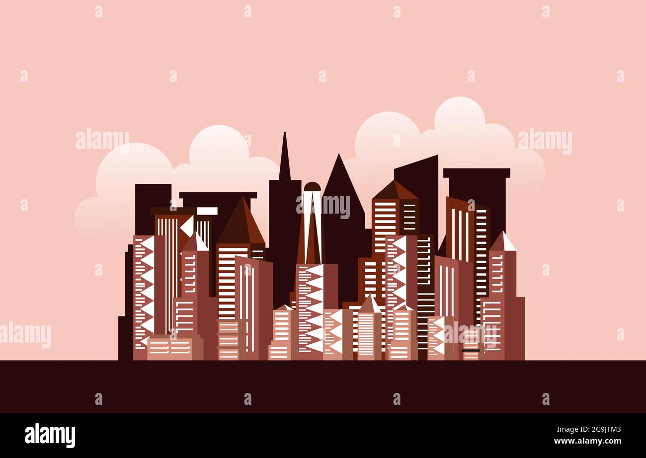Hotel Apartment Office Business City Building Cityscape Skyline Illustration Stock Vector