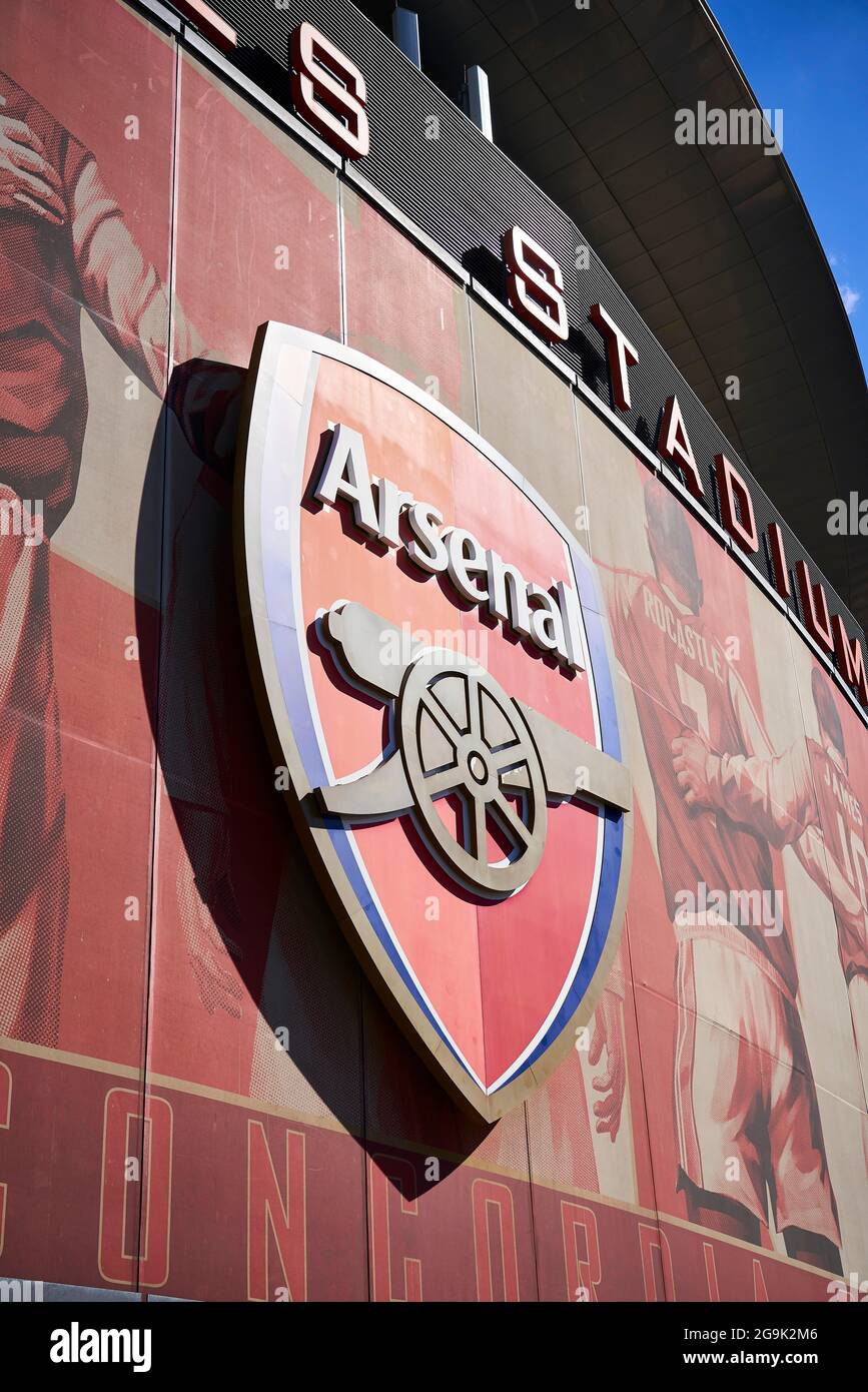 Arsenal Emirates Stadium Crest, London, England, United Kingdom Stock Photo