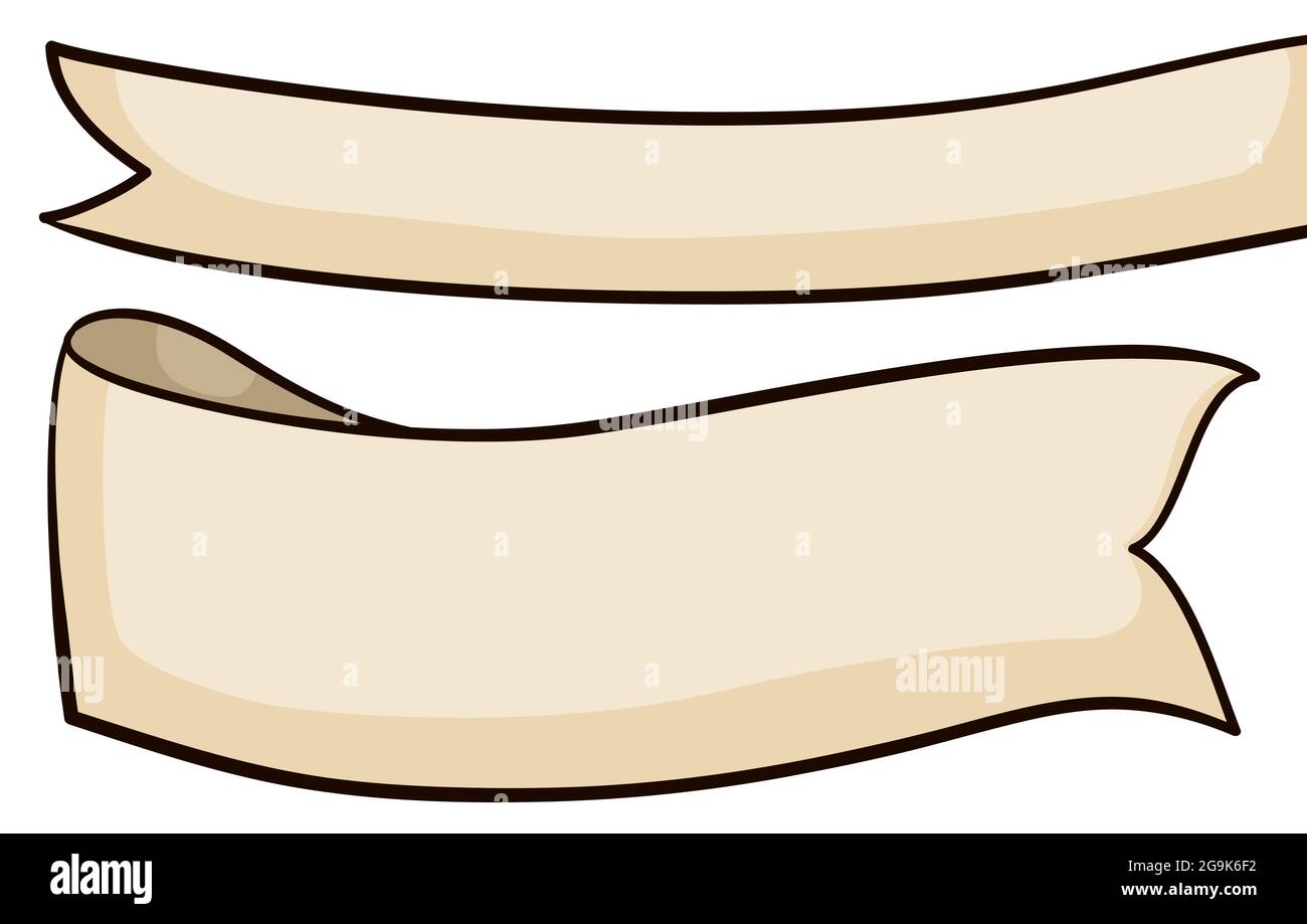 Template design with a pair of ribbons in cartoon style with different