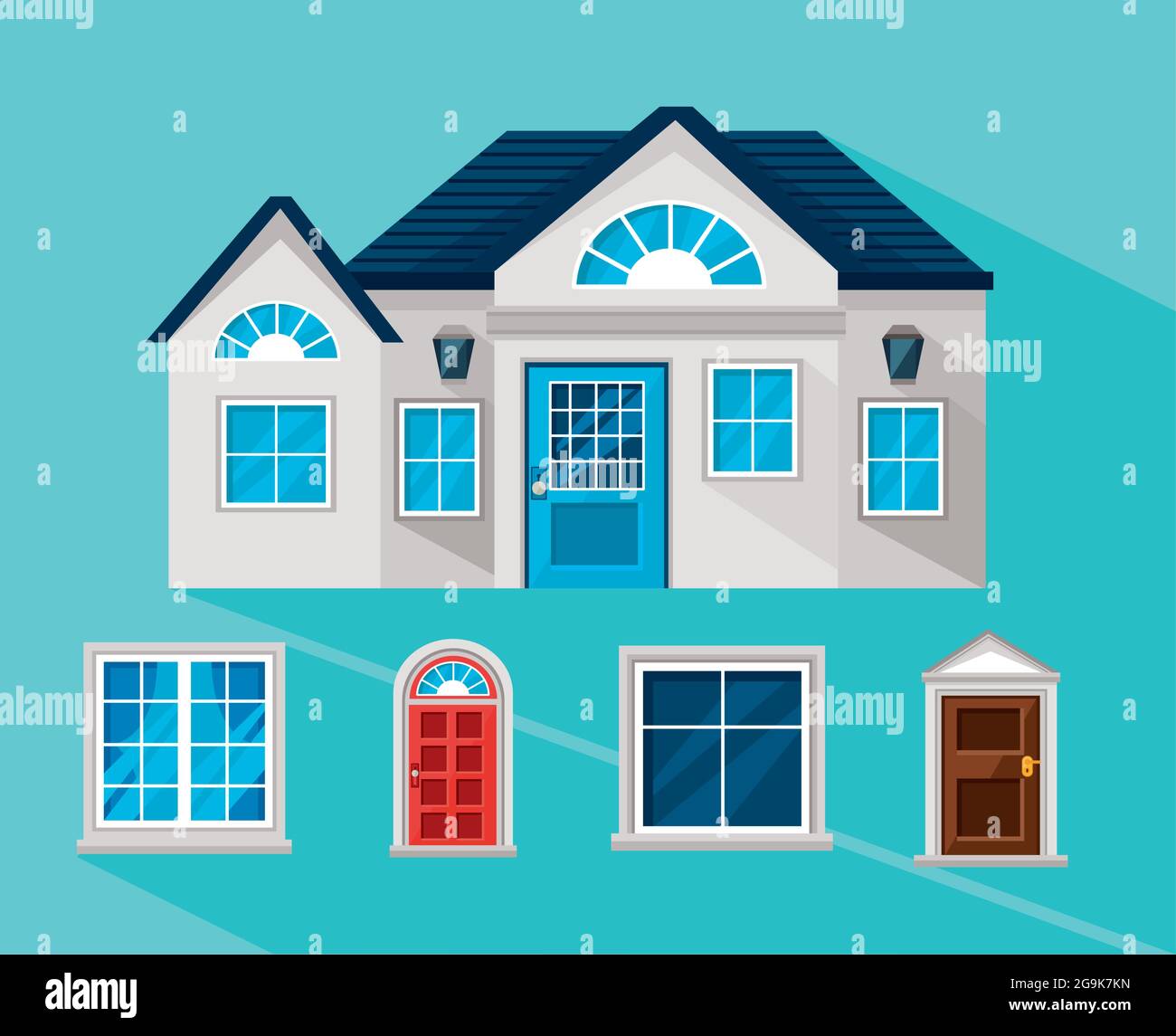 house with windows and doors icon set Stock Vector Image & Art - Alamy