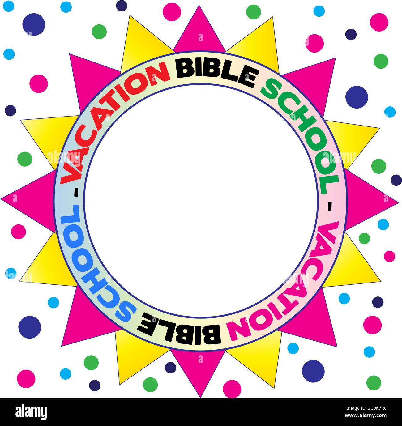 Vacation Bible Back Ground with Text around circle with decorative points,  Available Text Area in center of circle. Stock Photo