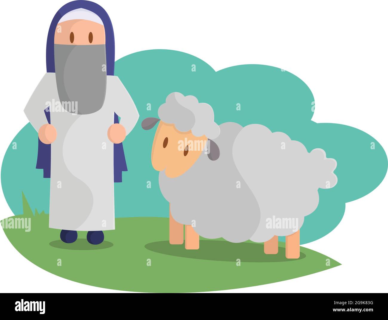 Happy Eid Adha. Celebration of Muslim holiday the sacrifice a sheep Stock Vector