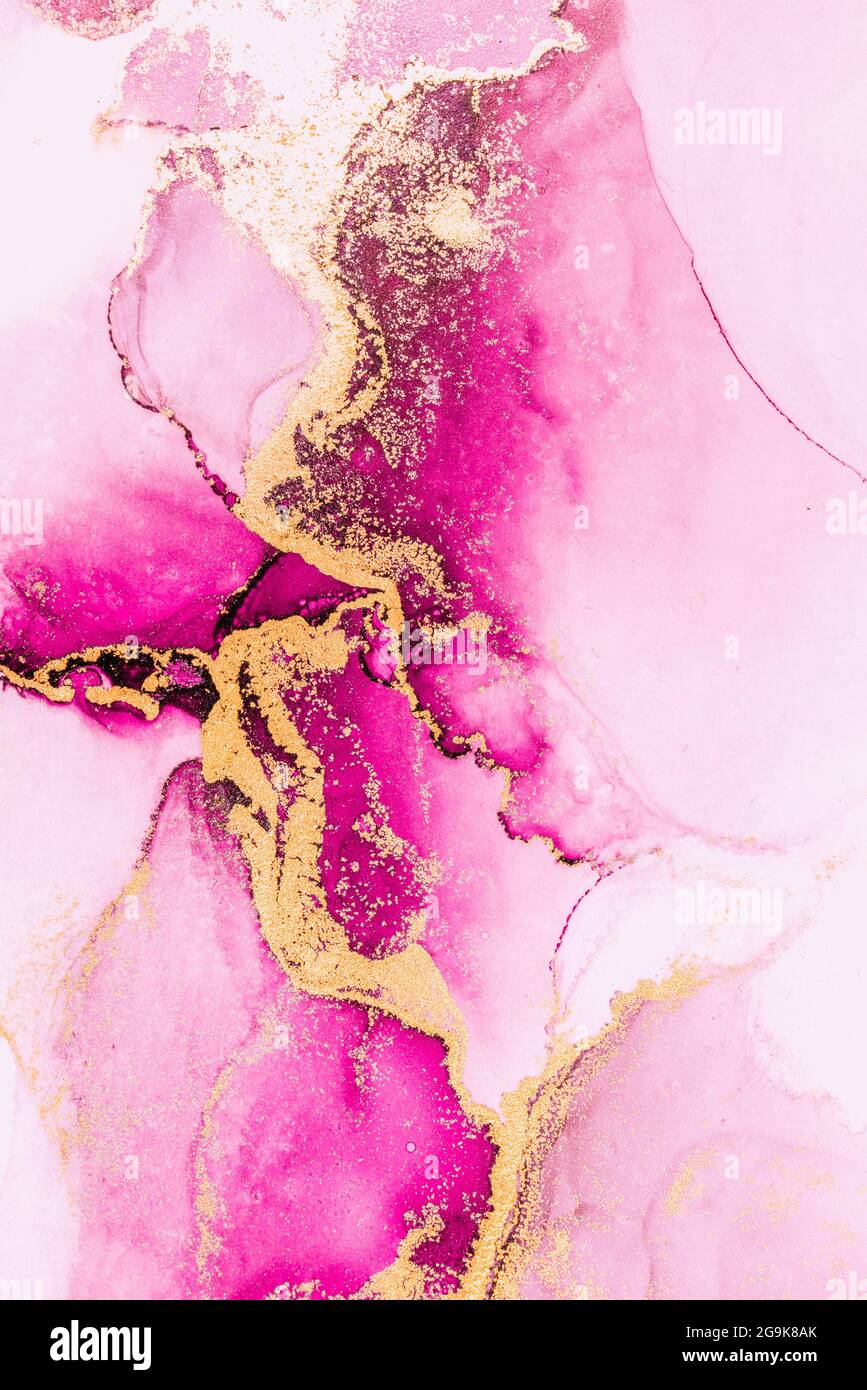 Pink gold abstract background of marble liquid ink art painting on paper .  Image of original artwork watercolor alcohol ink paint on high quality  Stock Photo - Alamy
