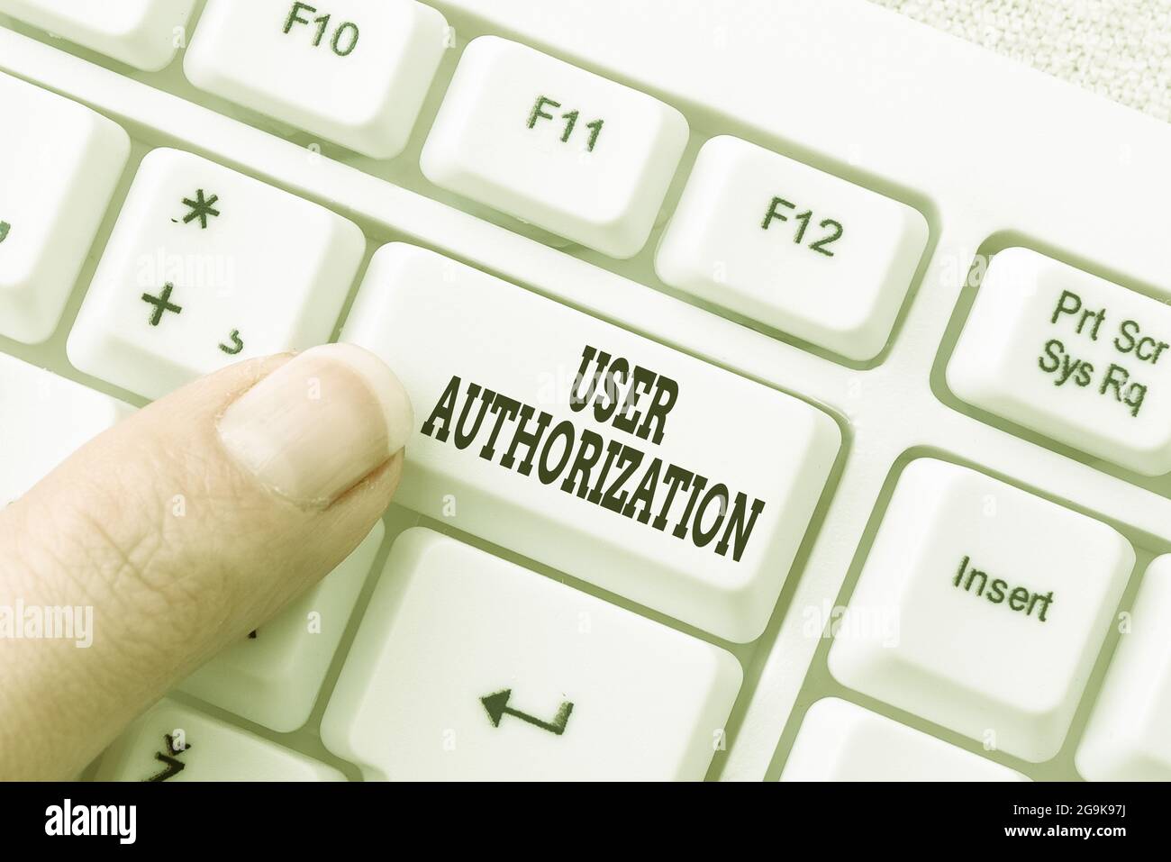 Sign displaying User Authorization. Word for security mechanism to ...