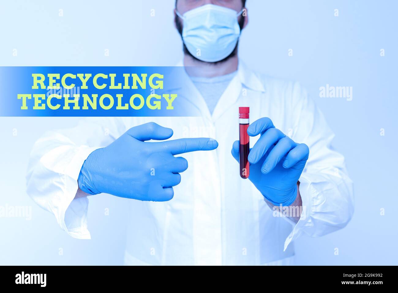 Text caption presenting Recycling Technology. Concept meaning the