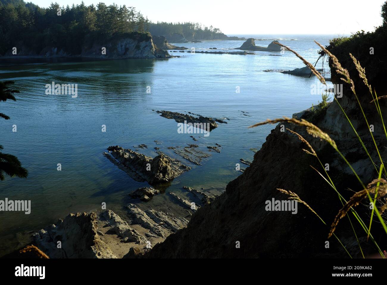 The calm waters of Sunset Bay State Park on Cape Arago, Oregon. Stock Photo