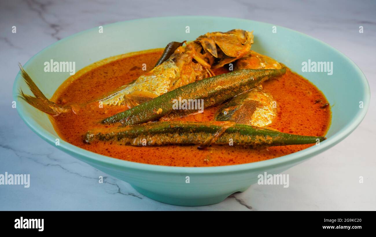 Delicious homemade Mackerel fish curry with lady finger cooked in ...