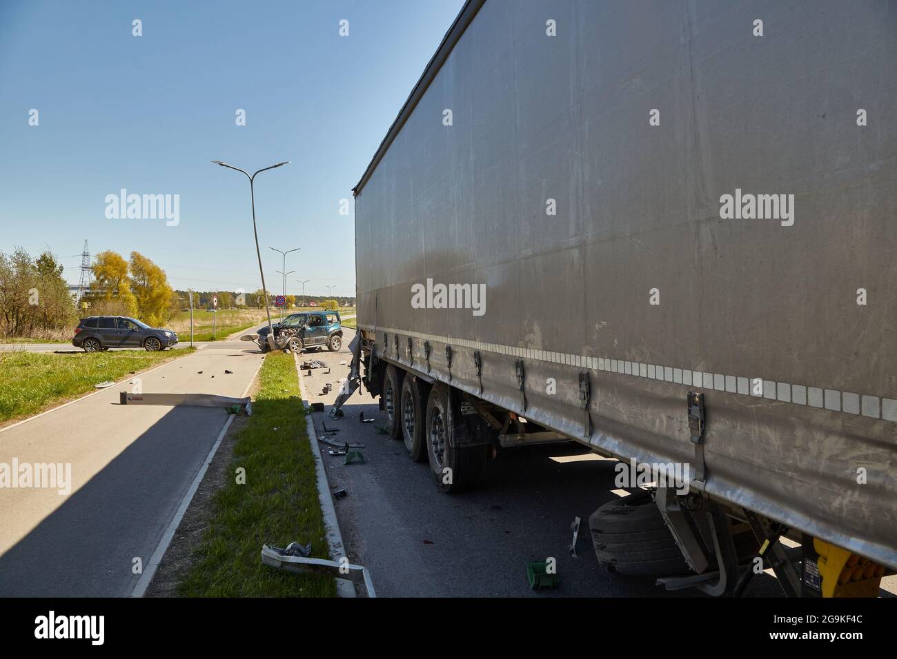 May 11, 2021, Riga, Latvia: car after accident on a road because of ...
