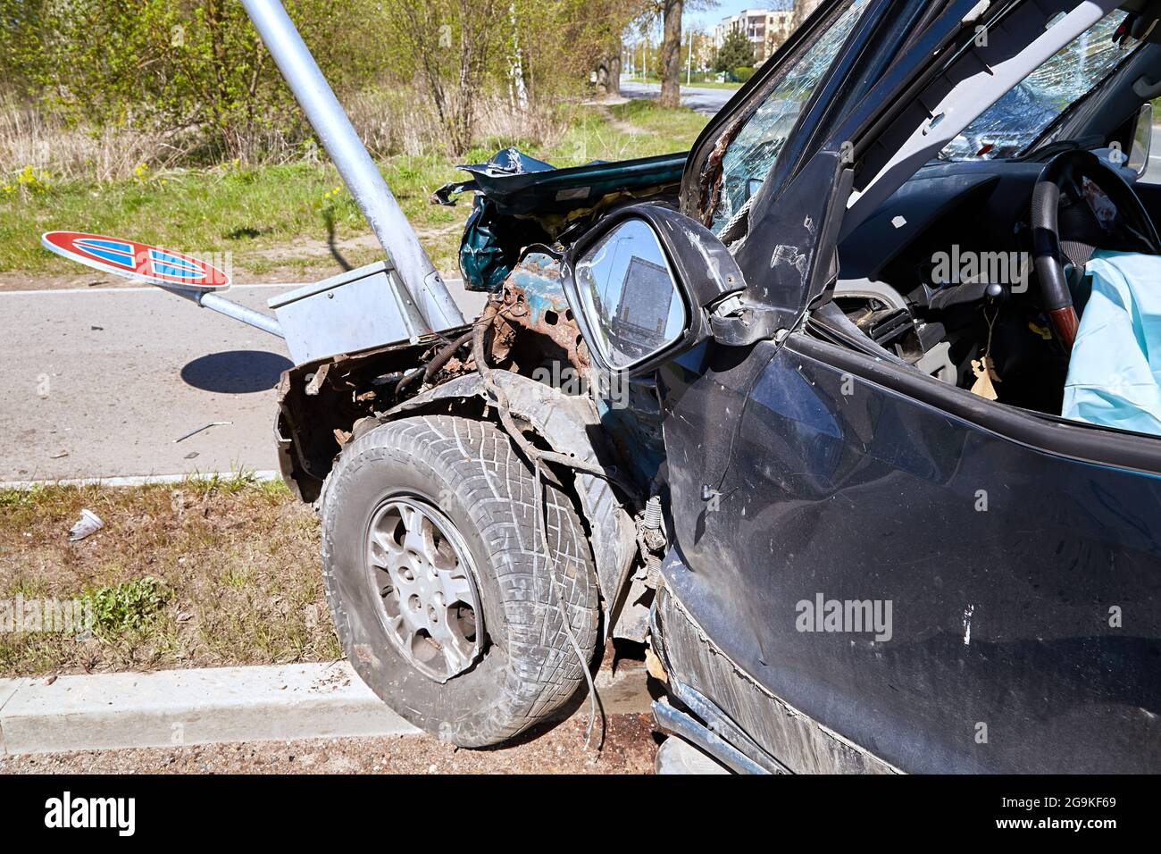 May 11, 2021, Riga, Latvia: car after accident on a road because of ...