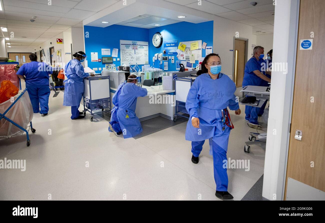 File photo dated 20/10/20 of staff on a hospital ward. The NHS is as stretched now as it was at the height of the pandemic in January and things will get worse before they get better, health leaders have said. Issue date: Tuesday July 27, 2021. Stock Photo