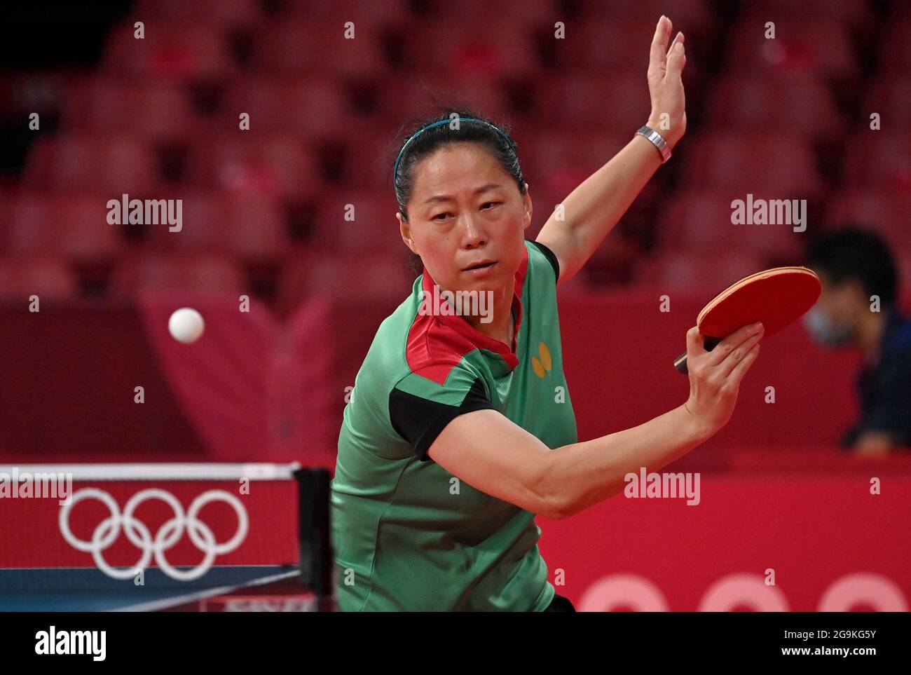 Tokyo, Japan. 27th July, 2021. Fu Yu of Portugal returns the ball during the women's singles third round match against Ito Mima of Japan at Tokyo 2020 Olympic Games in Tokyo, Japan, July 27, 2021. Credit: Guo Chen/Xinhua/Alamy Live News Stock Photo