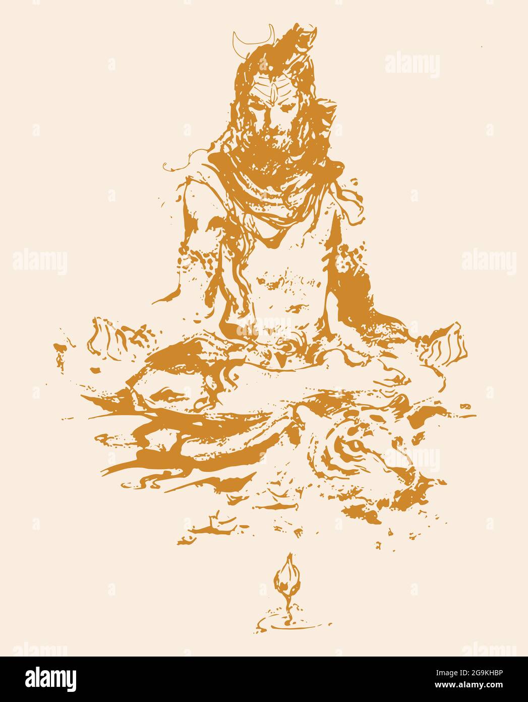 Sketch of Indian's famous and powerful god Lord Shiva and his ...