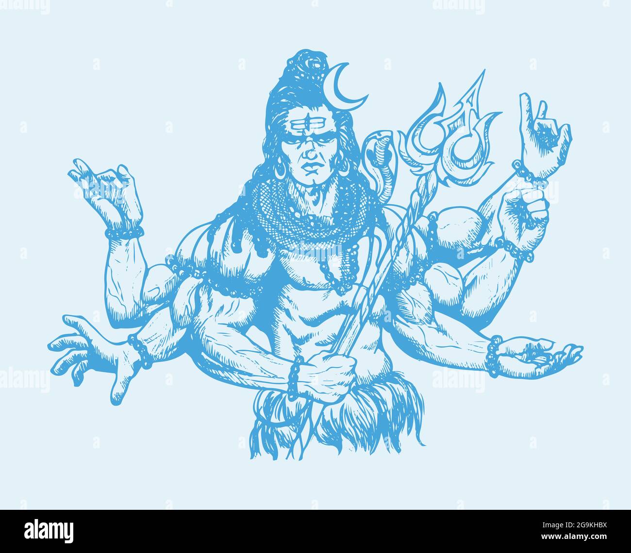 Sketch of Indian's famous and powerful god Lord Shiva and his ...