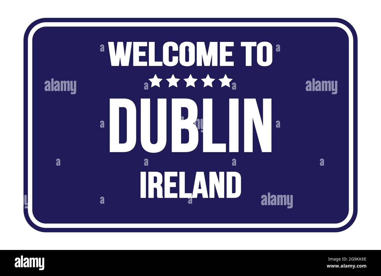 TO DUBLIN IRELAND, on blue rectangle street sign stamp Stock