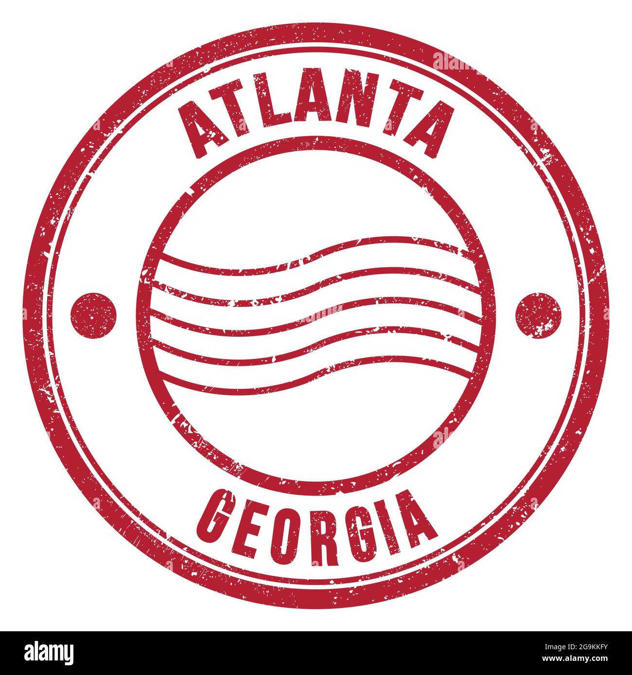 ATLANTA - GEORGIA, words written on red round postal stamp Stock Photo ...