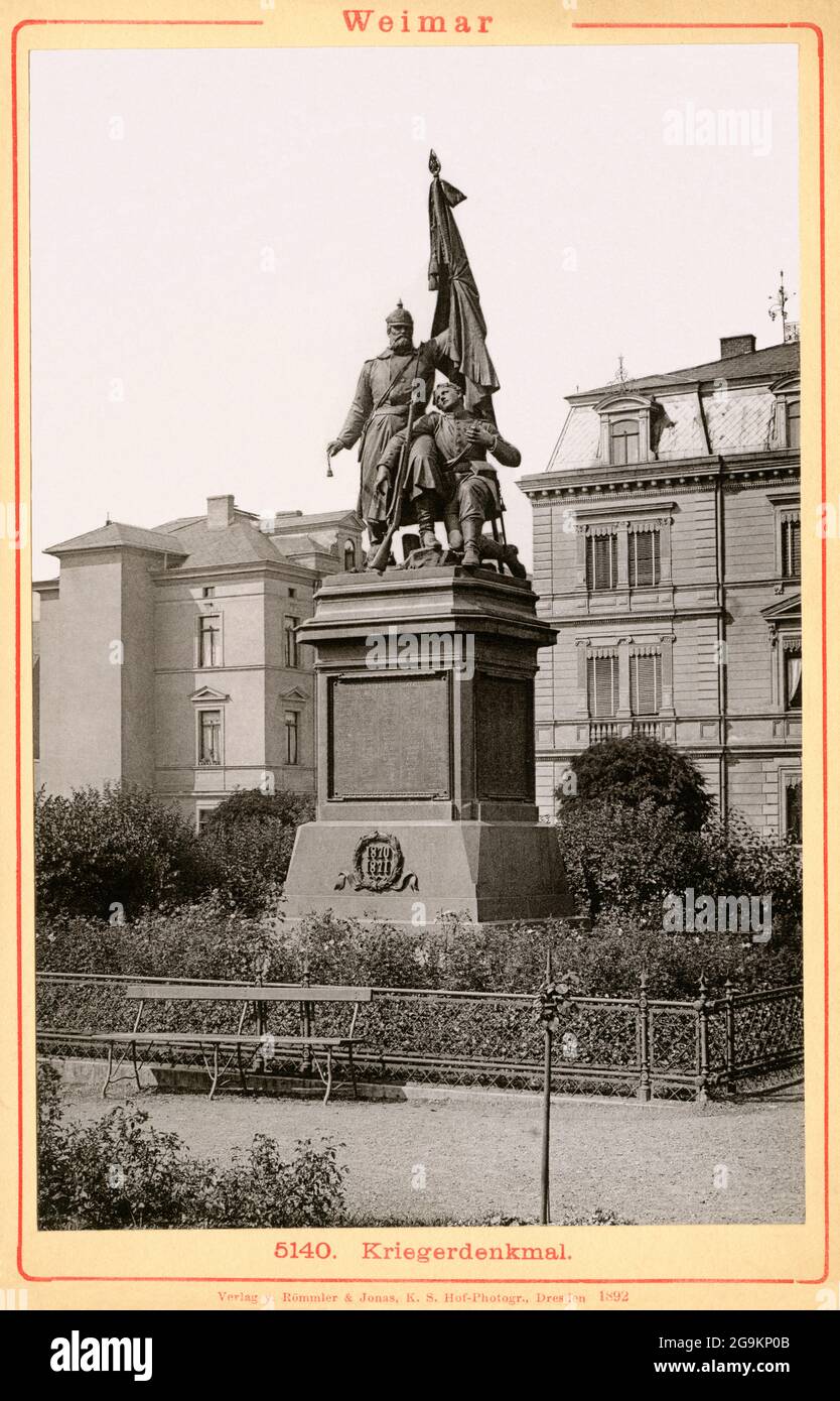 geography / travel, Germany, Thuringia, Weimar, monument for the Franco-Prussian War 1870-1871, ADDITIONAL-RIGHTS-CLEARANCE-INFO-NOT-AVAILABLE Stock Photo