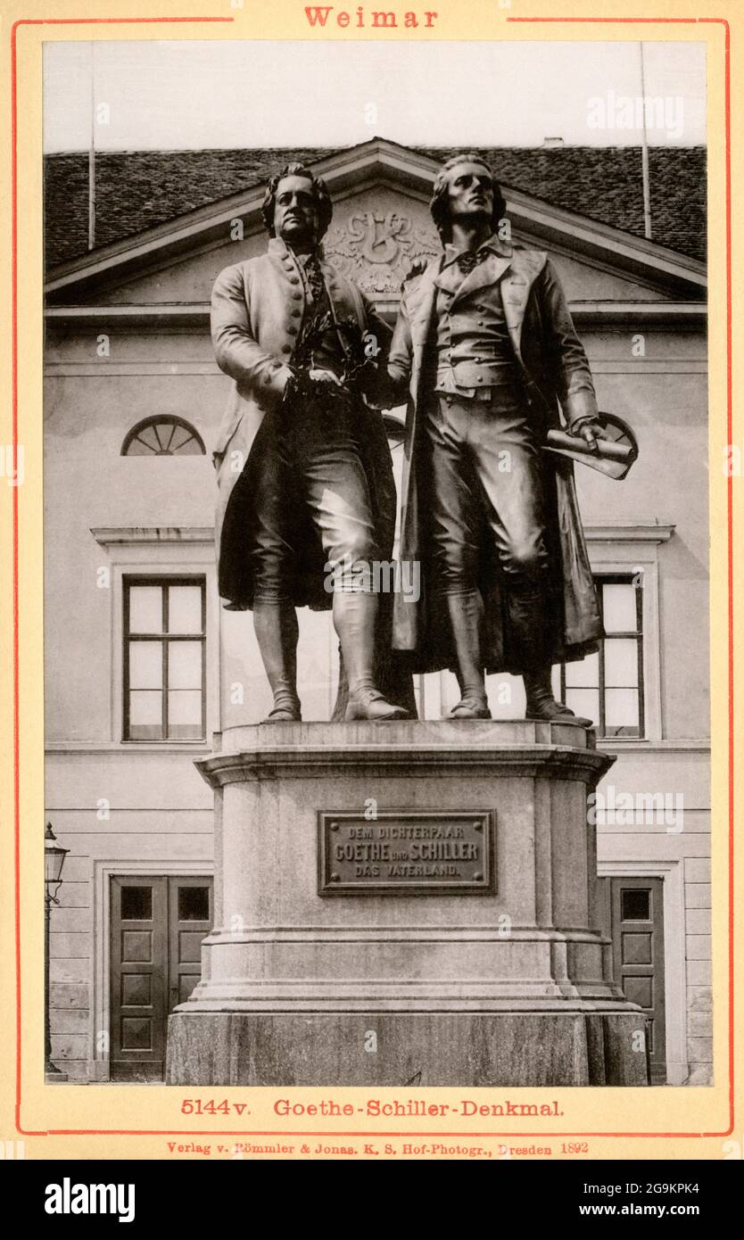 geography / travel, Germany, Thuringia, Weimar, the monument of Goethe and Schiller, ADDITIONAL-RIGHTS-CLEARANCE-INFO-NOT-AVAILABLE Stock Photo