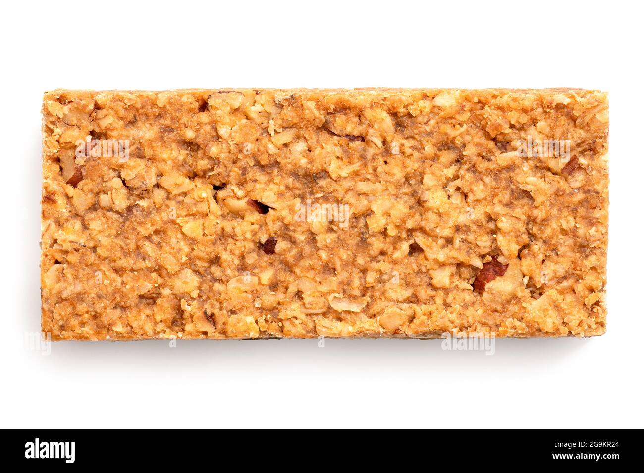 Oat flapjack with nuts isolated on white. Top view Stock Photo Alamy