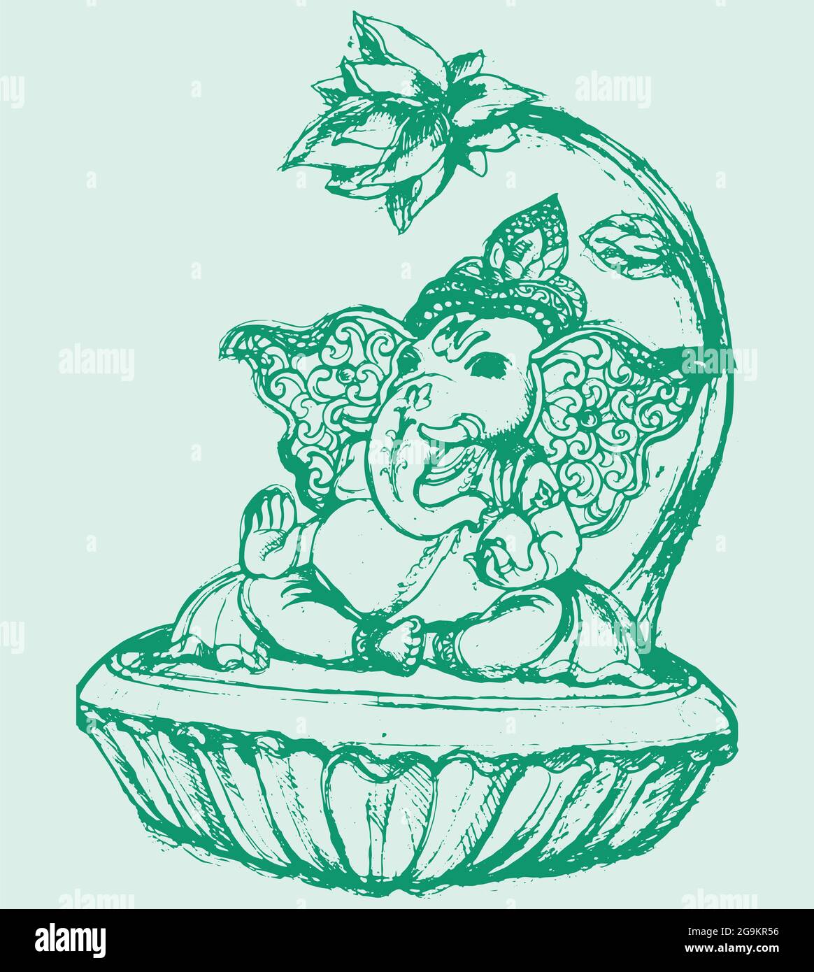 Seated Ganesha on Lotus - 6774 Seated Ganesha on Lotus - 6774