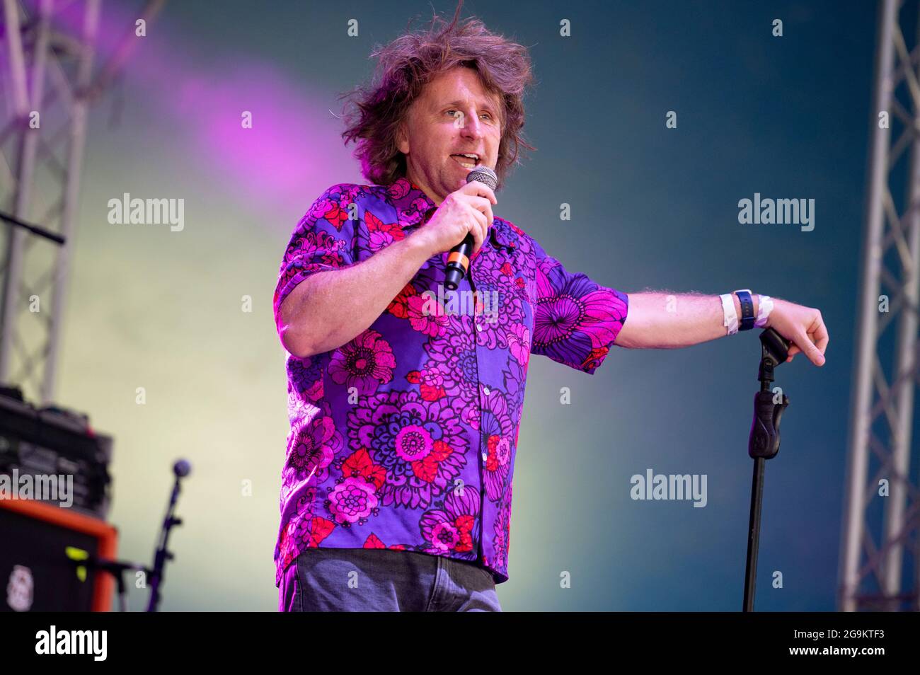 Sheffield, UK. 25th July 2021. Milton Jones headlines the comedy stage at Sheffield’s Tramlines Festival 2021 at Hillsborough Park . 2021-07-25 . Cred Stock Photo