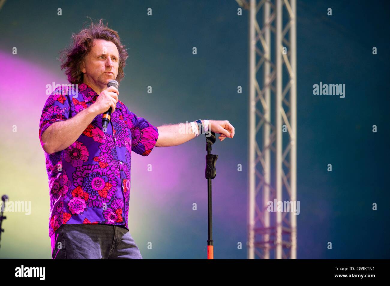 Sheffield, UK. 25th July 2021. Milton Jones headlines the comedy stage at Sheffield’s Tramlines Festival 2021 at Hillsborough Park . 2021-07-25 . Cred Stock Photo
