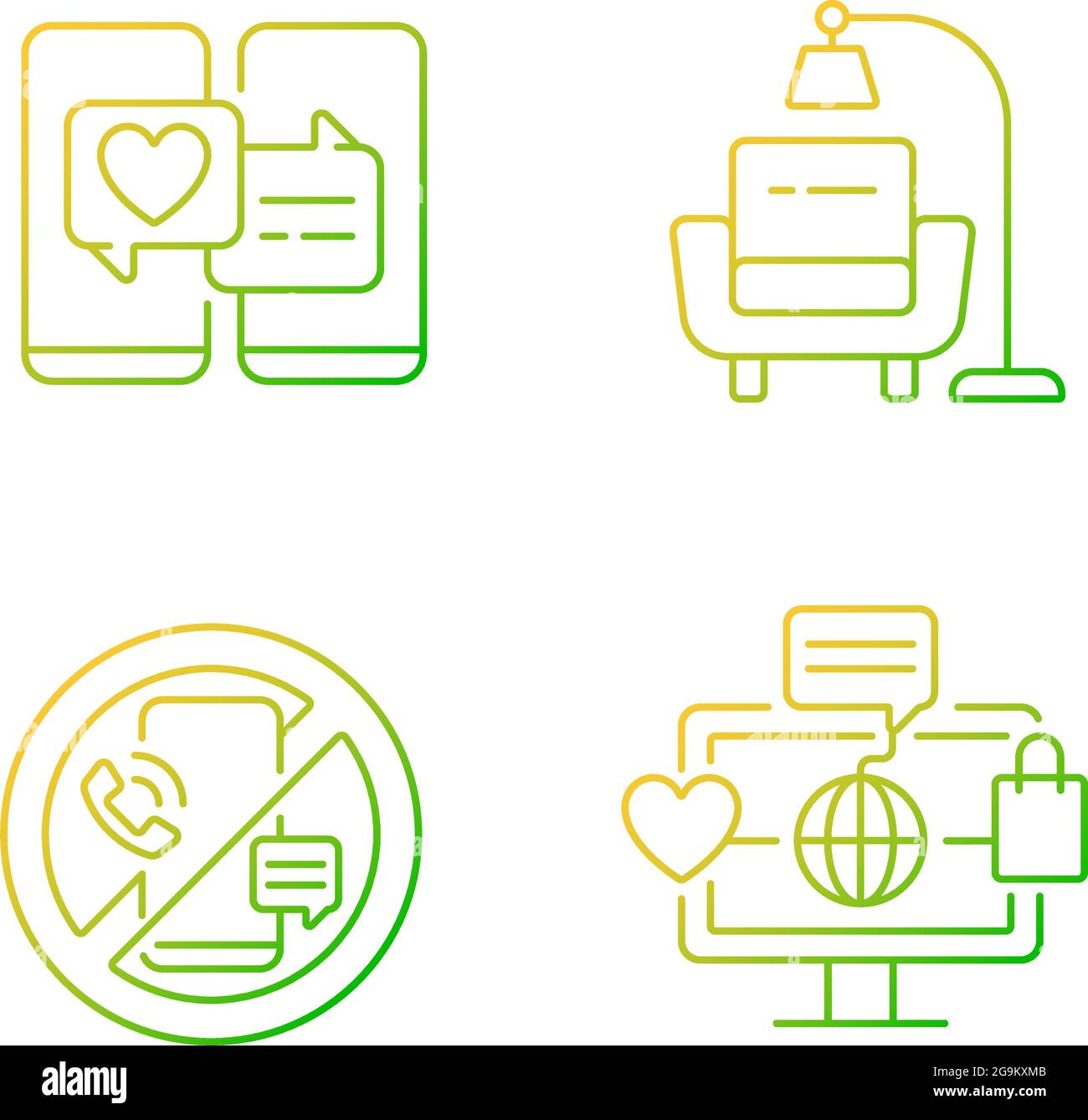 Steps towards healthy living gradient linear vector icons set Stock Vector