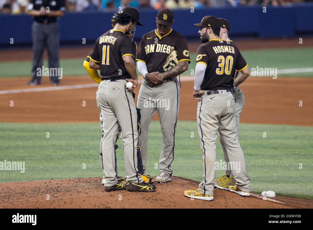 San Diego Padres' Yu Darvish, left, poses for a photo with
