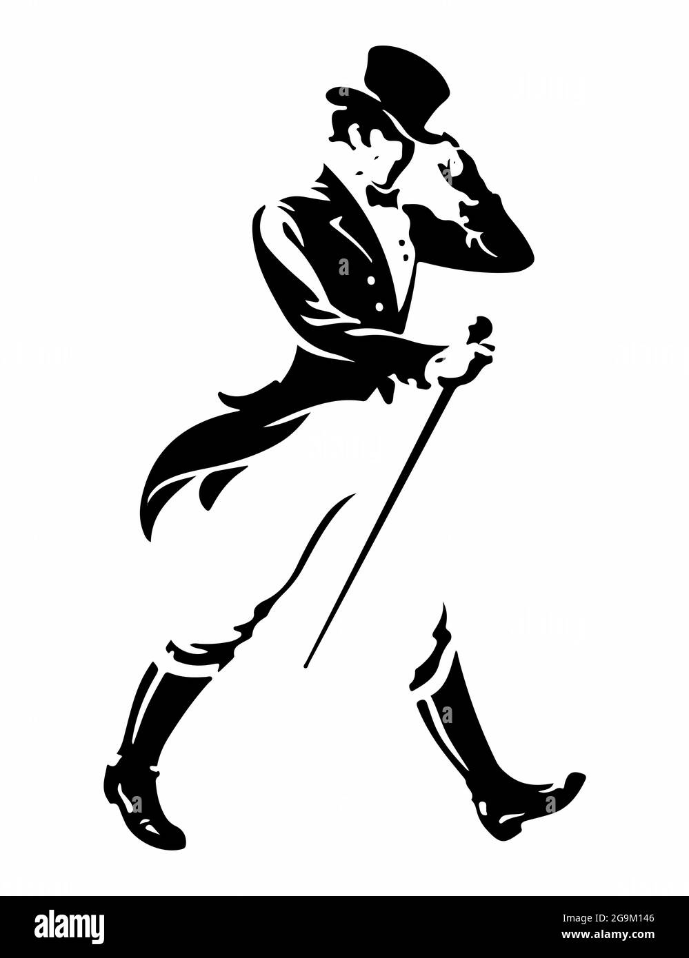 Sketch of a male wearing hat while holding a stick -concept for vehicle sticker Stock Photo