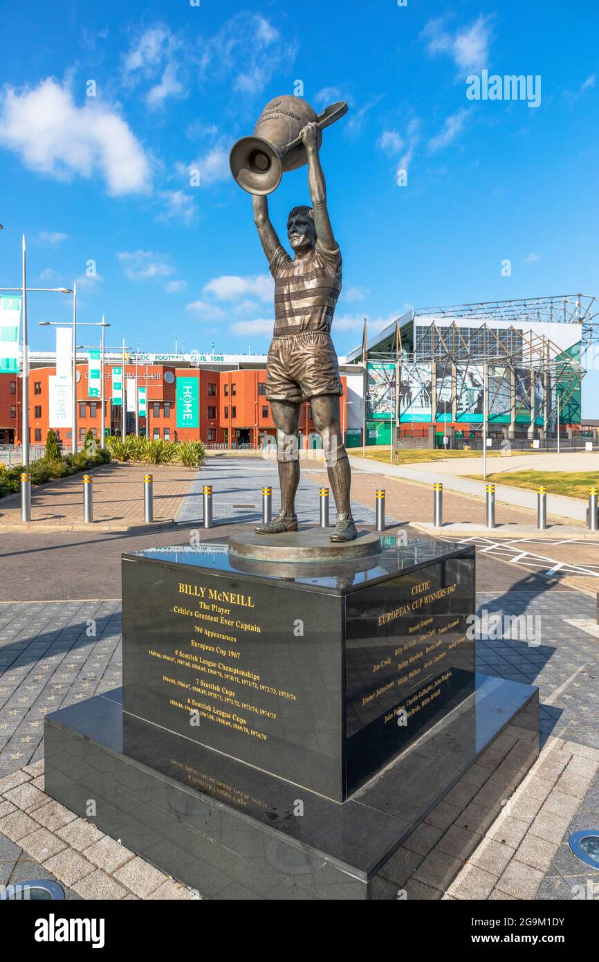 Statue of Billy McNeill a famous footballer who played for Celtic, the