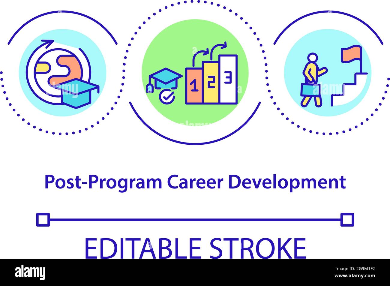 Post-program career development concept icon Stock Vector